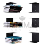 MM Invisible Wall Bookshelf with metal Black