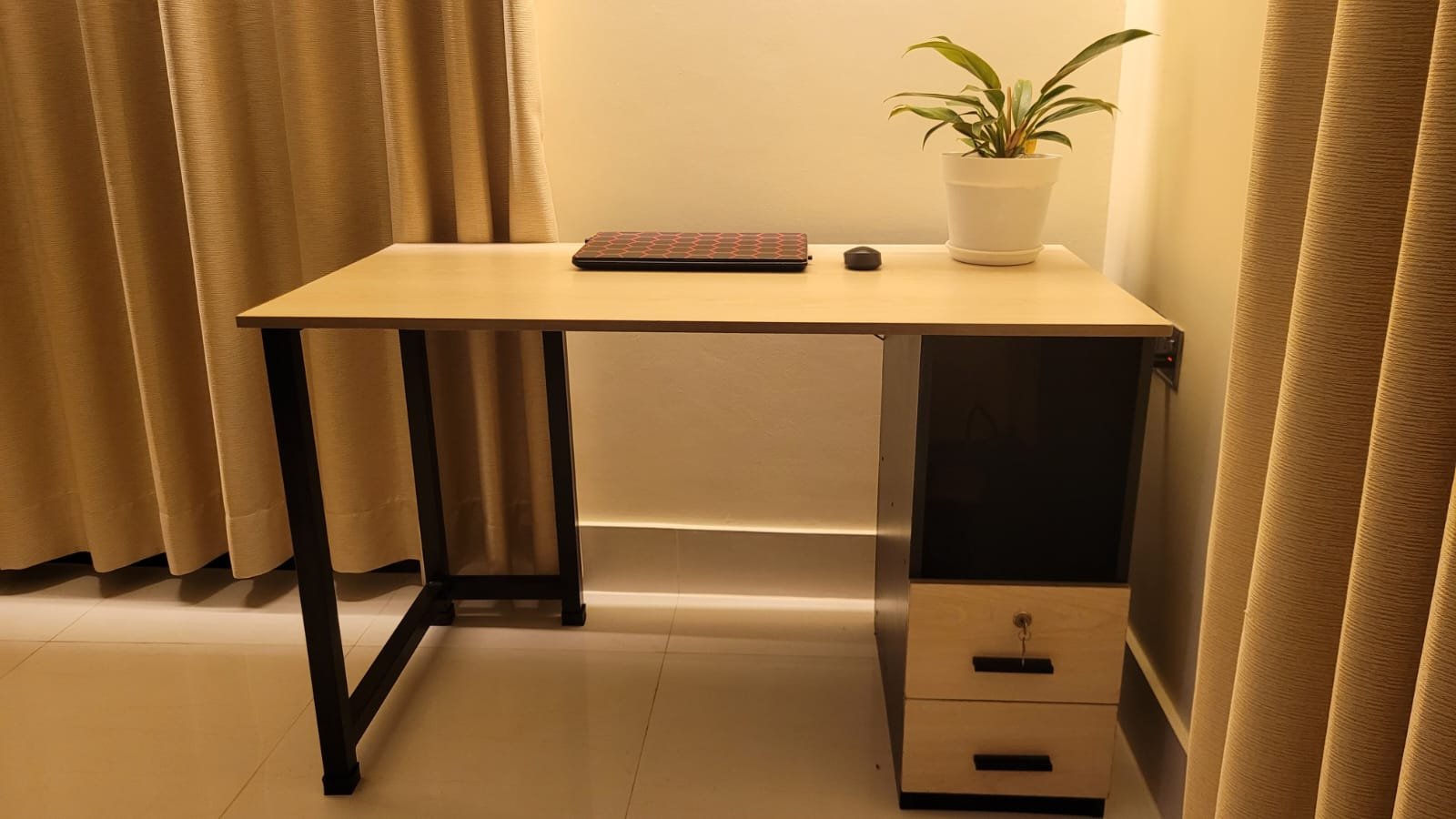 desk (2) Large Computer Desk with 1 Shelf, 2Drawers ,Heavy Duty Mild Steel - Image 1